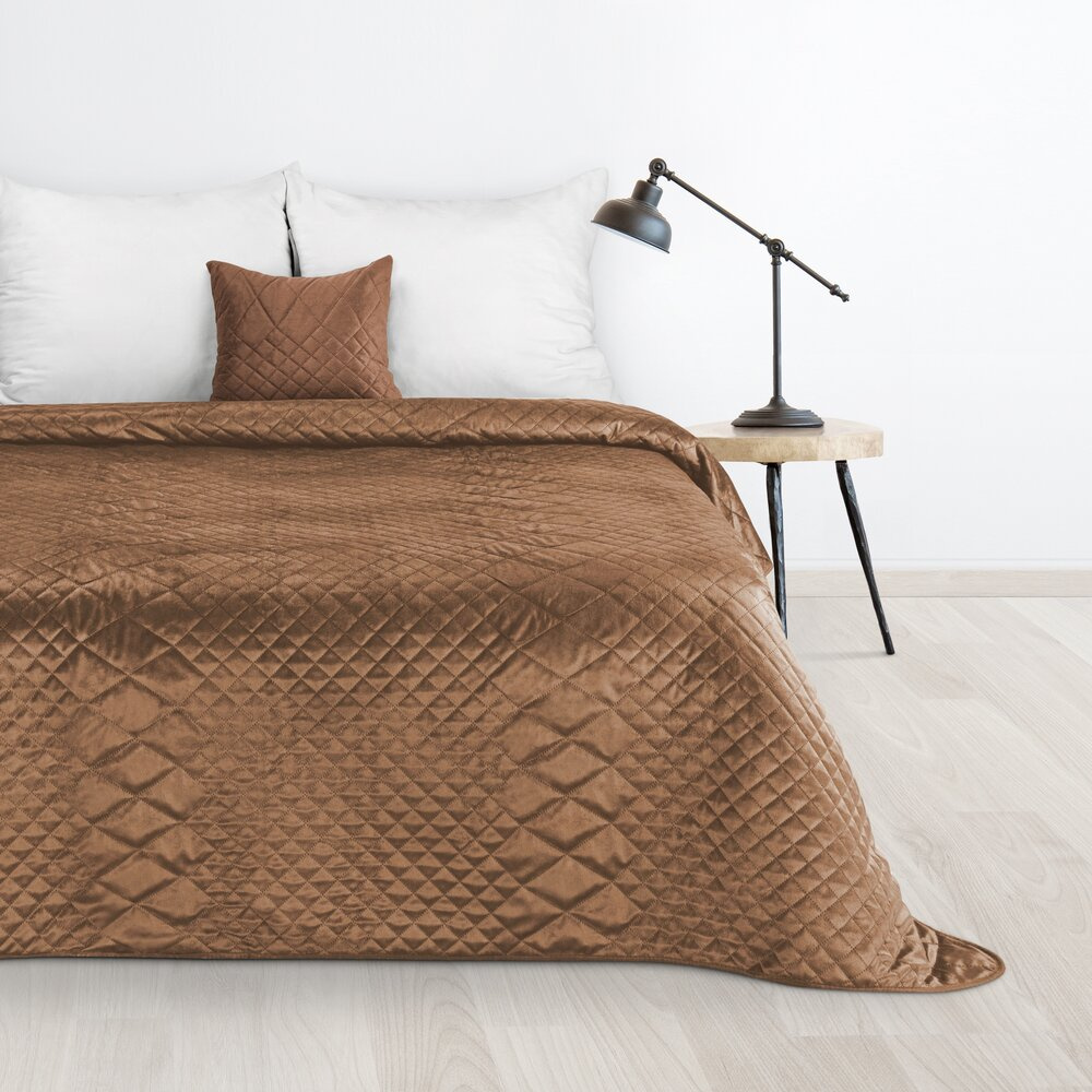 Narzuta 170x210 cm LUXO 3 velvet na łóżko do sypialni ceglasty
