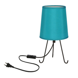 Czarna lampa stołowa do salonu SMALLY abażur gala lazurowy
