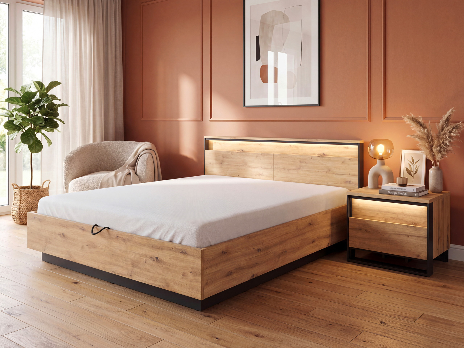 Szafka nocna do sypialni loft QUANT dąb artisan