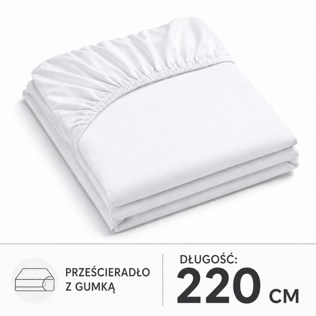 Prześcieradło z gumką bawełna płótno na materac o długości 220 cm