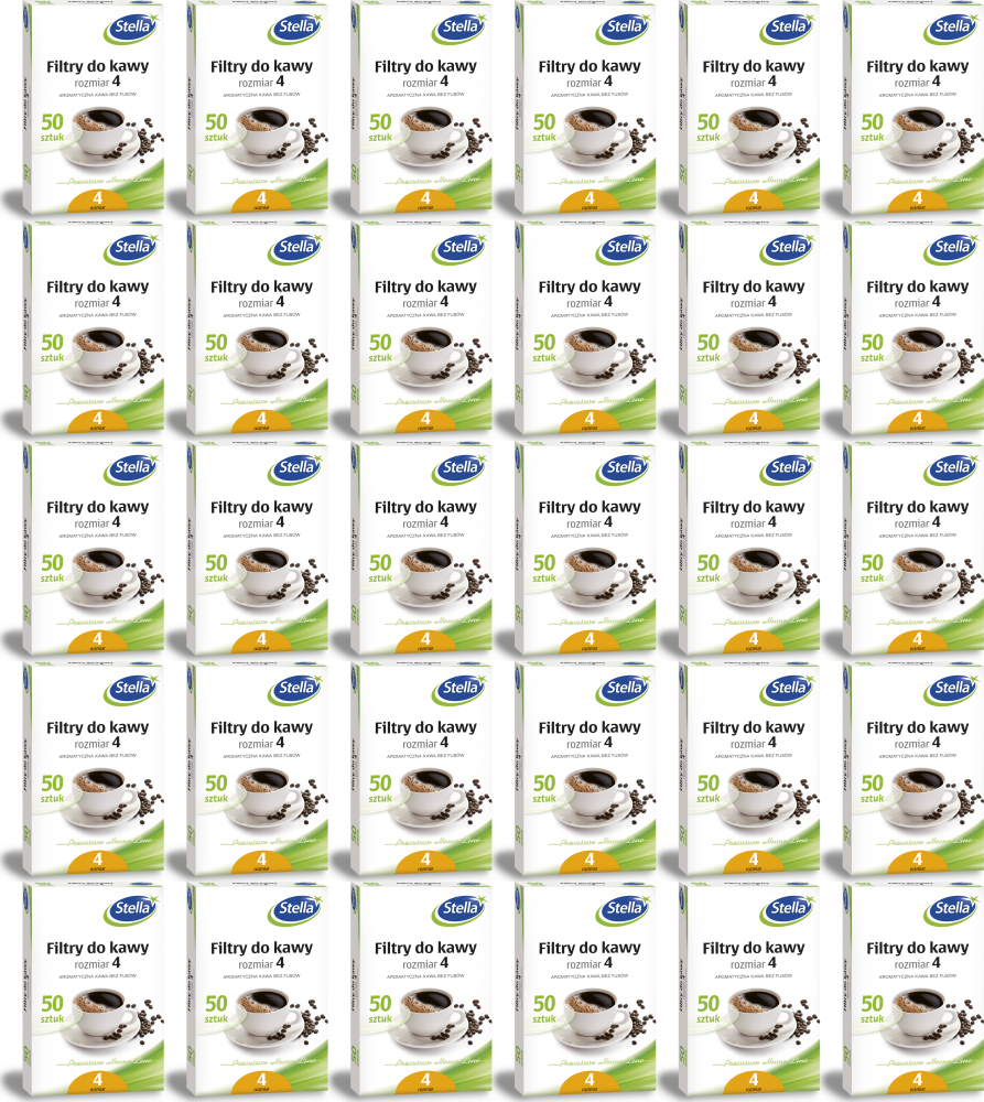 32x Filtry do kawy Stella, rozmiar 4, 50 sztuk, brązowy