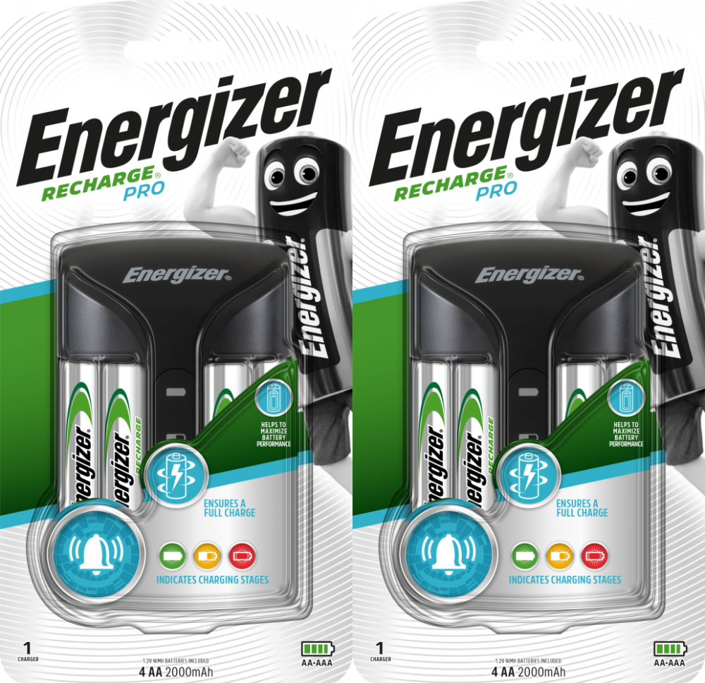 2x Ładowarka Energizer Pro Charger Power Plus, 2000mAh, 4 kanały, czarny