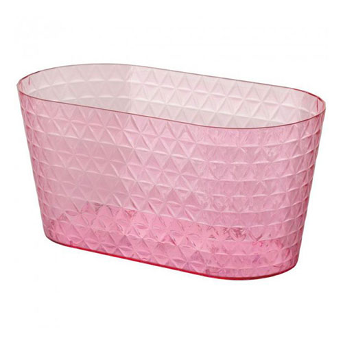1 buc, Mască de ghiveci transparentă Diamond Petit box, roz, 23 cm - : Mod de ambalare: 1 buc