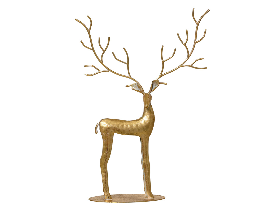 Figurka jeleń metalowy złoty chudy 37cm