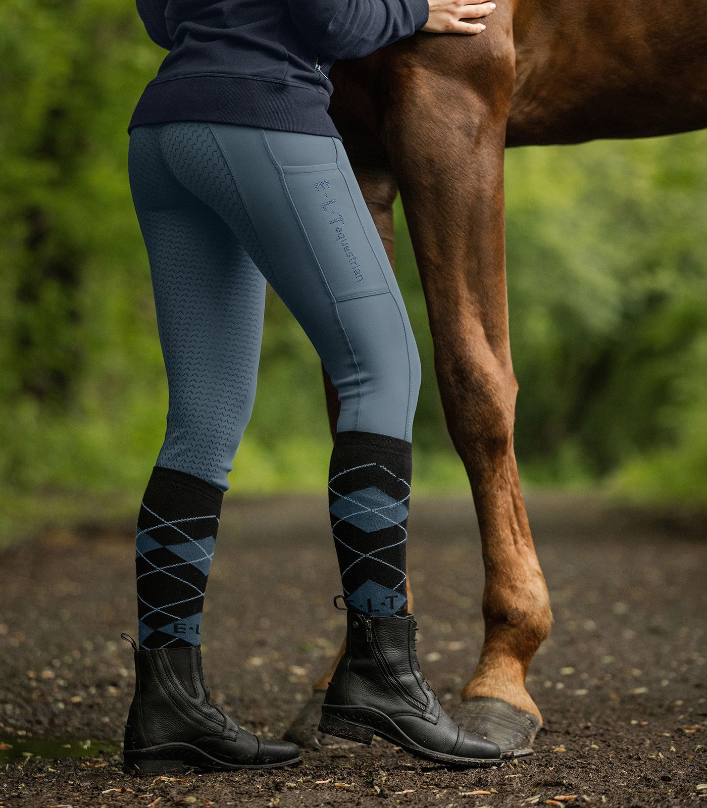 Elt legginsy jeździeckie Ella Glam, chalkblue 24h