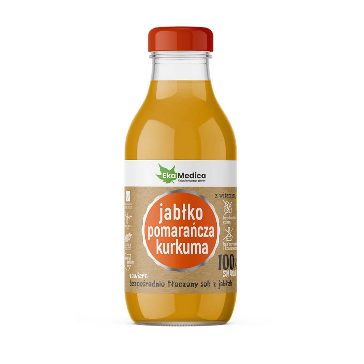 Ekamedica sok 100% jabłko, pomarańcza, kurkuma, 300 ml