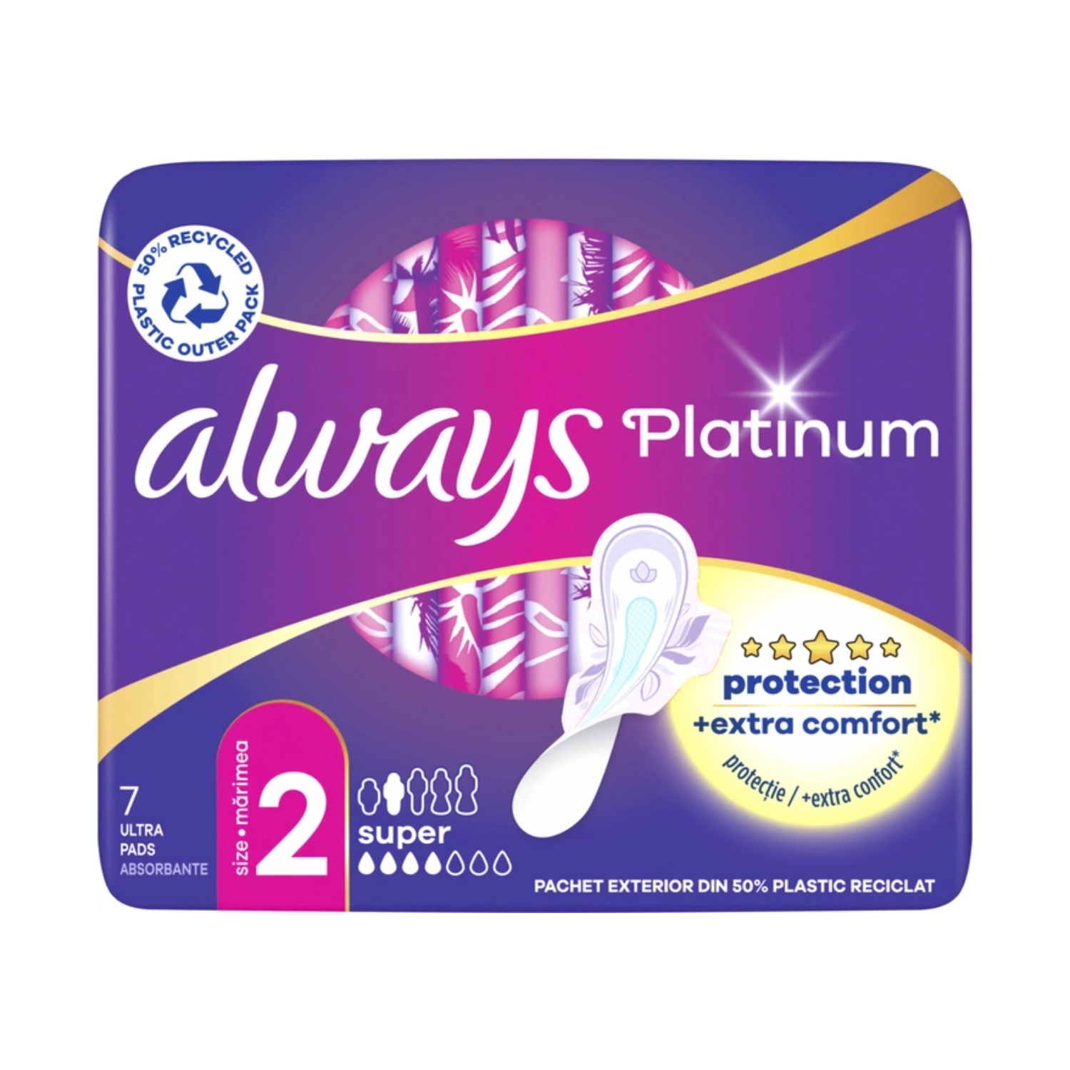 Always platinum super - podpaski ze skrzydełkami, rozmiar 2, 7 sztuk