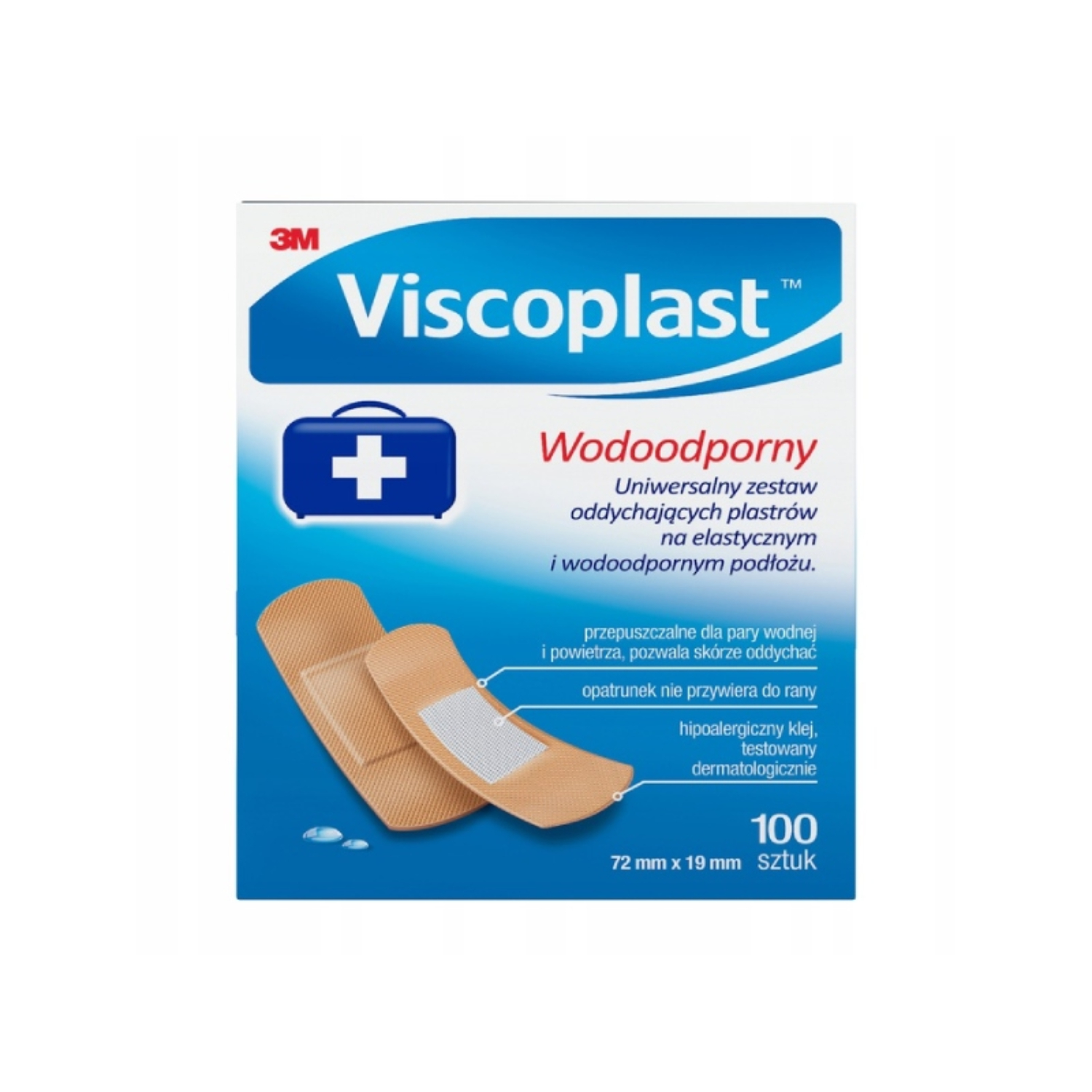 Viscoplast wodoodporny - plastry (72 mm x 19 mm), 100 sztuk