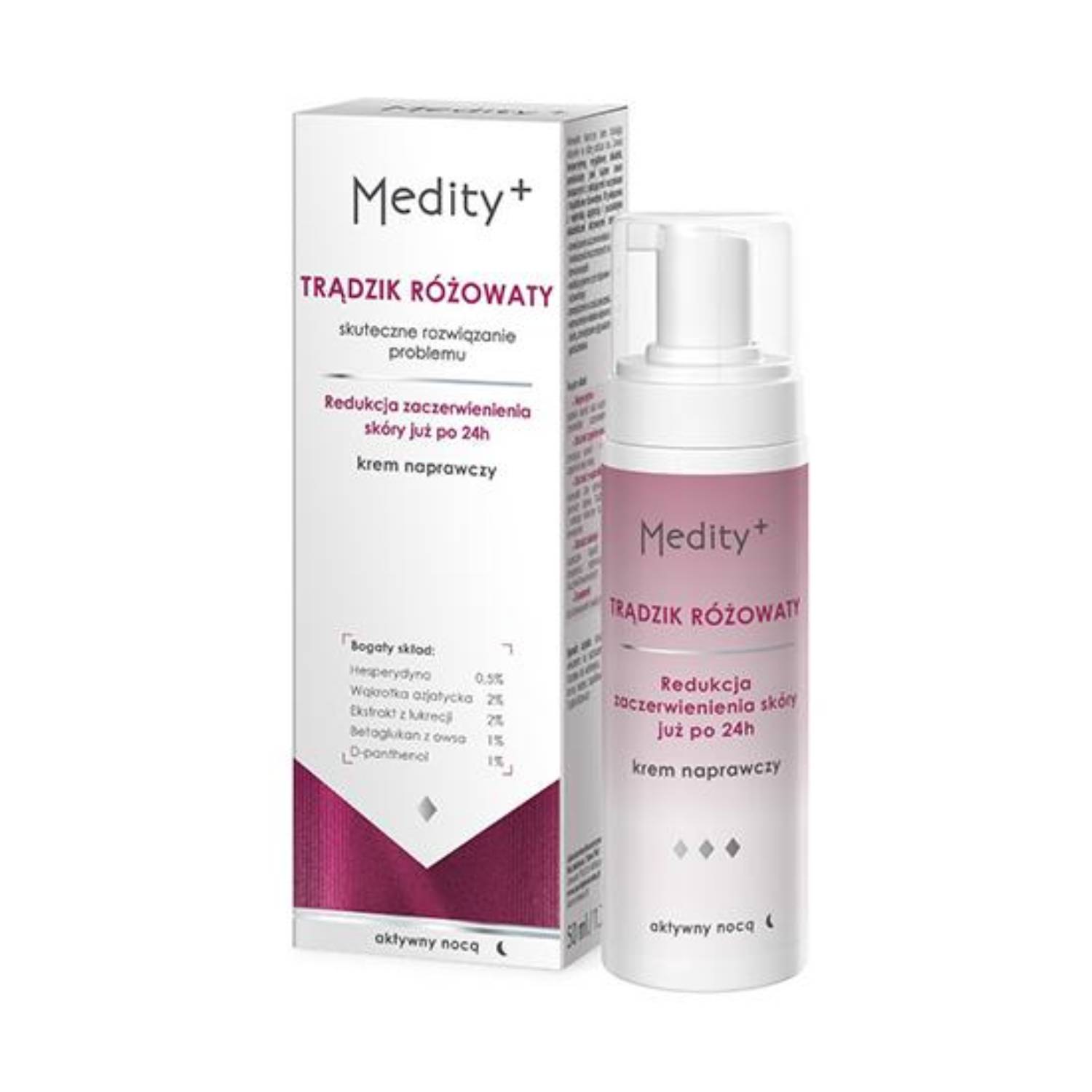 Medity+ - krem naprawczy na noc, na trądzik różowaty, 50 ml