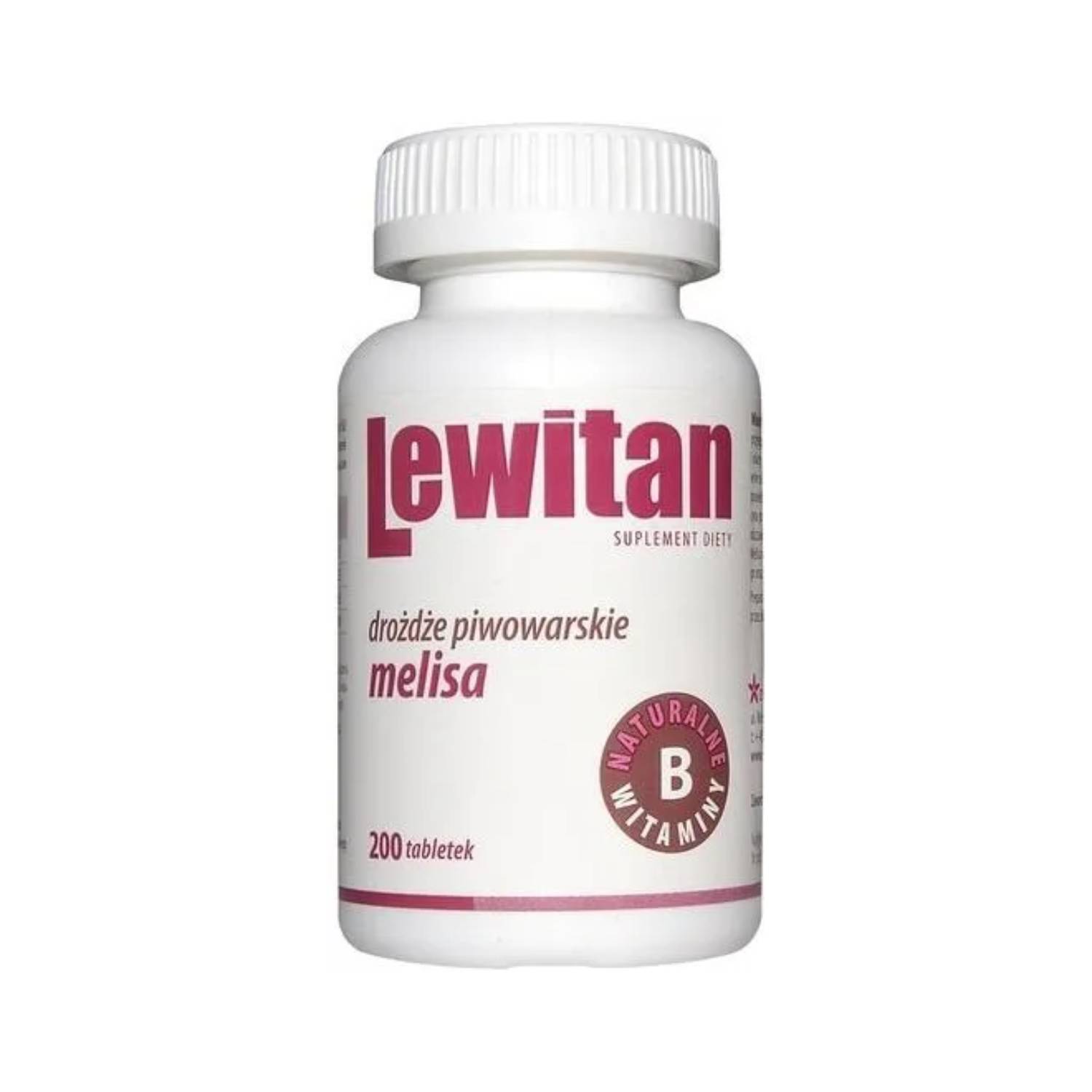 Lewitan drożdże piwowarskie + melisa, 200 tabletek