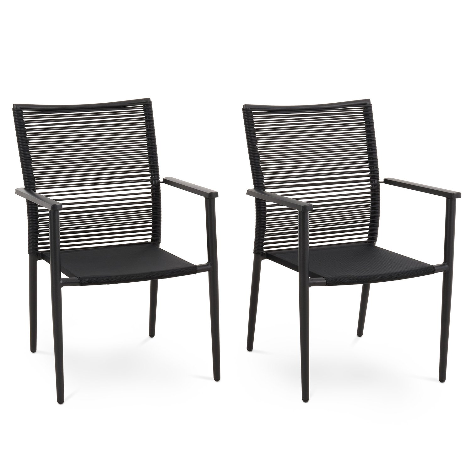 2er Set Gartenstühle Codi - Schwarz