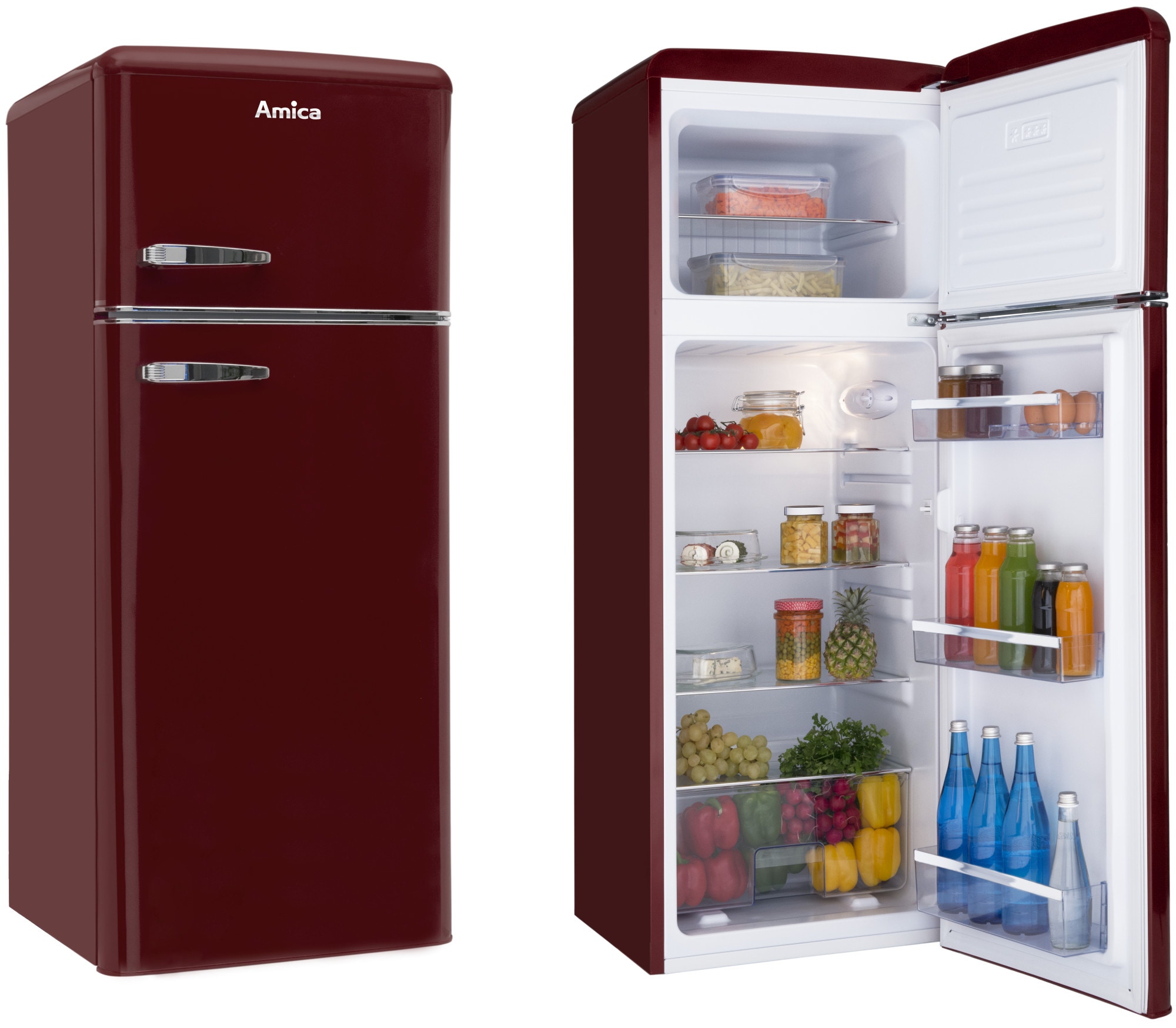 Lodówka Amica KGC15631R Retro Czerwone wino