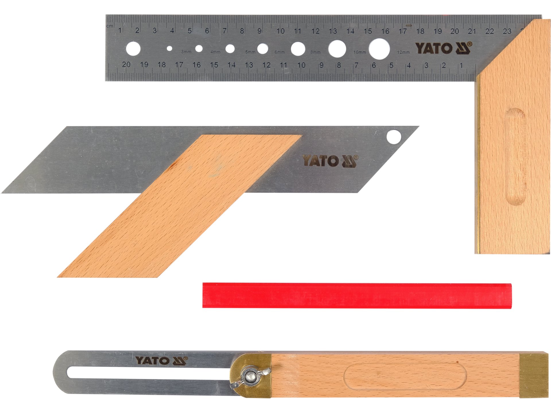 Kątowniki stolarskie YATO zestaw 3 szt. metalowy 250mm 45 90 YT-70823
