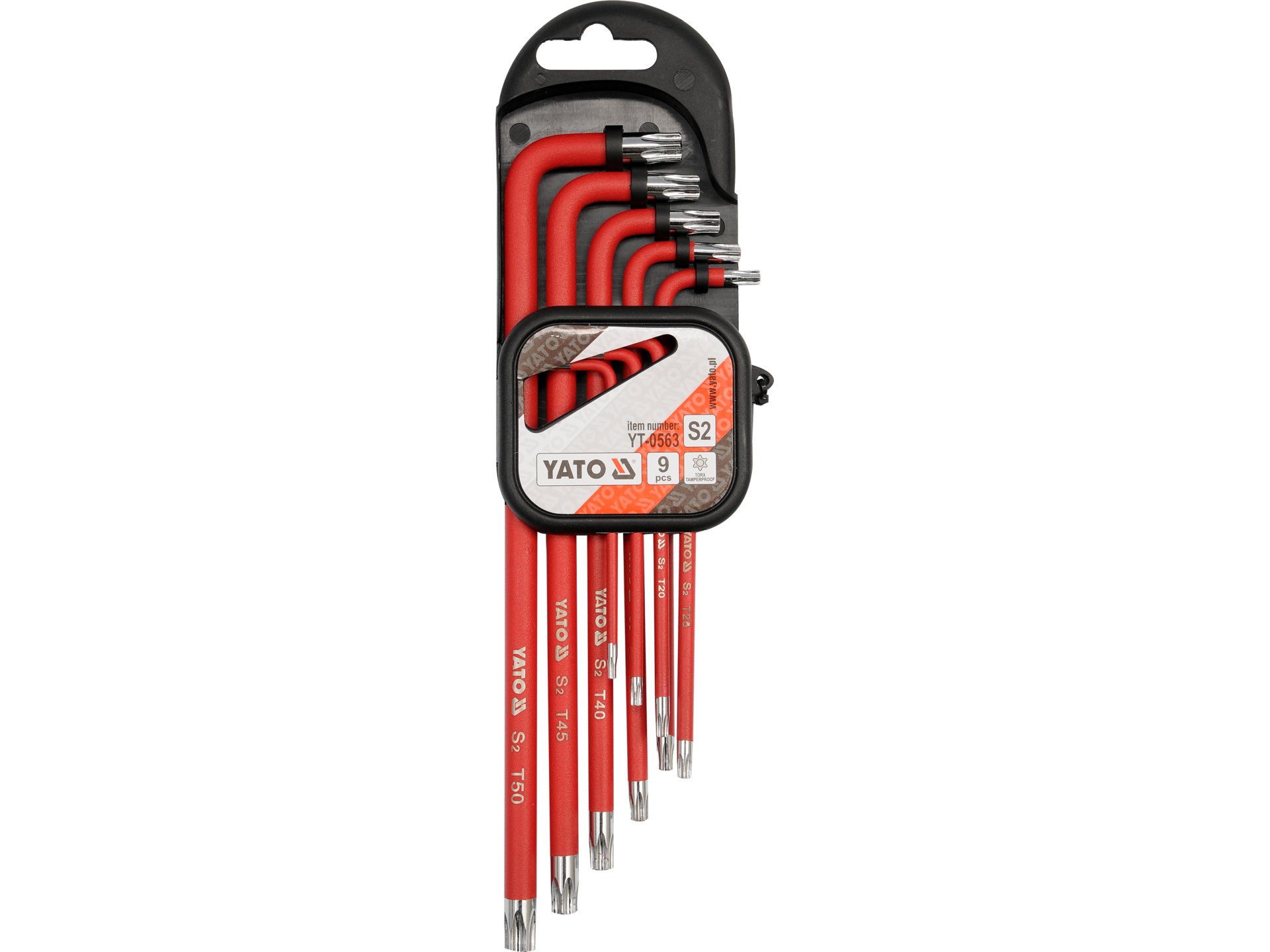 Zestaw kluczy trzpieniowych YATO TORX z otworem 9 szt. T10-T50 s2 YT-0563