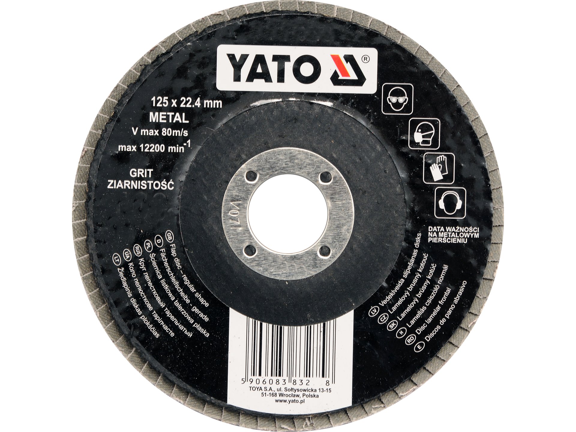 Ściernica listkowa płaska YATO 125mm gradacja P40 do metalu drewna YT-83272