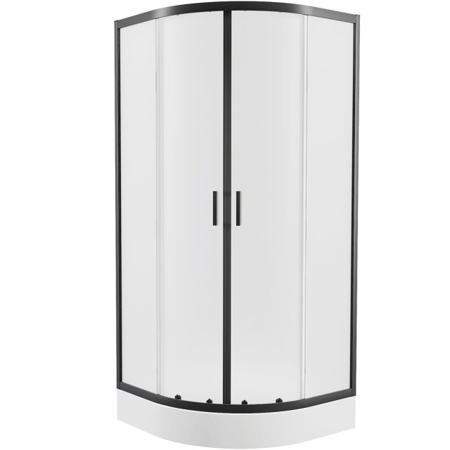 NEW TRENDY Kabina prysznicowa półokrągła SUVIA BLACK 2D R55 80x80x206