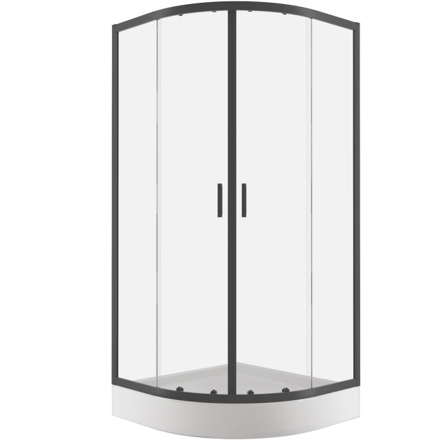 NEW TRENDY Kabina prysznicowa półokrągła SUVIA BLACK 2D R55 90x90x206