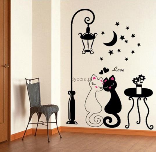 Naklejka na ścianę DIY PVC koty LOVE