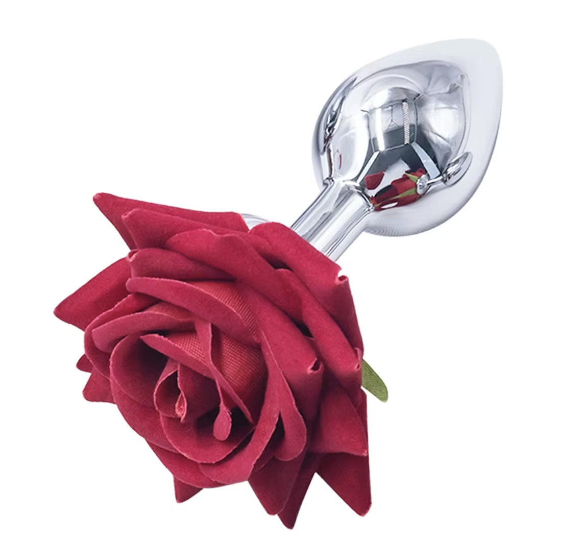 Korek analny z kwiatem - elegancki metalowy 375