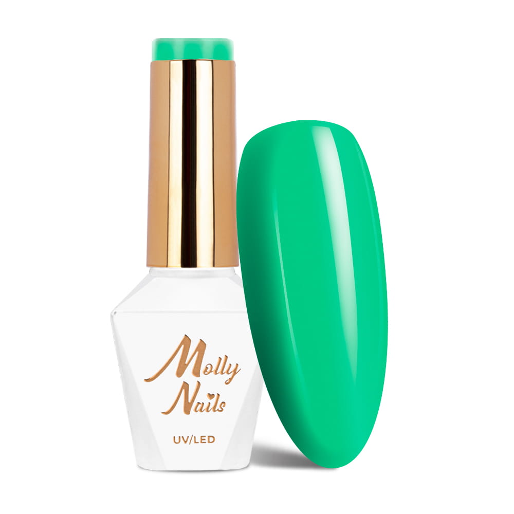 Lakier hybrydowy LED/UV Gel Polish Molly Nails Green Party Nr 84 Crystal Grass HEMA/Di-HEMA Free 8g