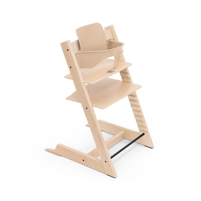 Stokke Tripp Trapp + zestaw Baby Set + tacka - rosnące krzesełko do karmienia z akcesoriami-Natural-Vanilla White