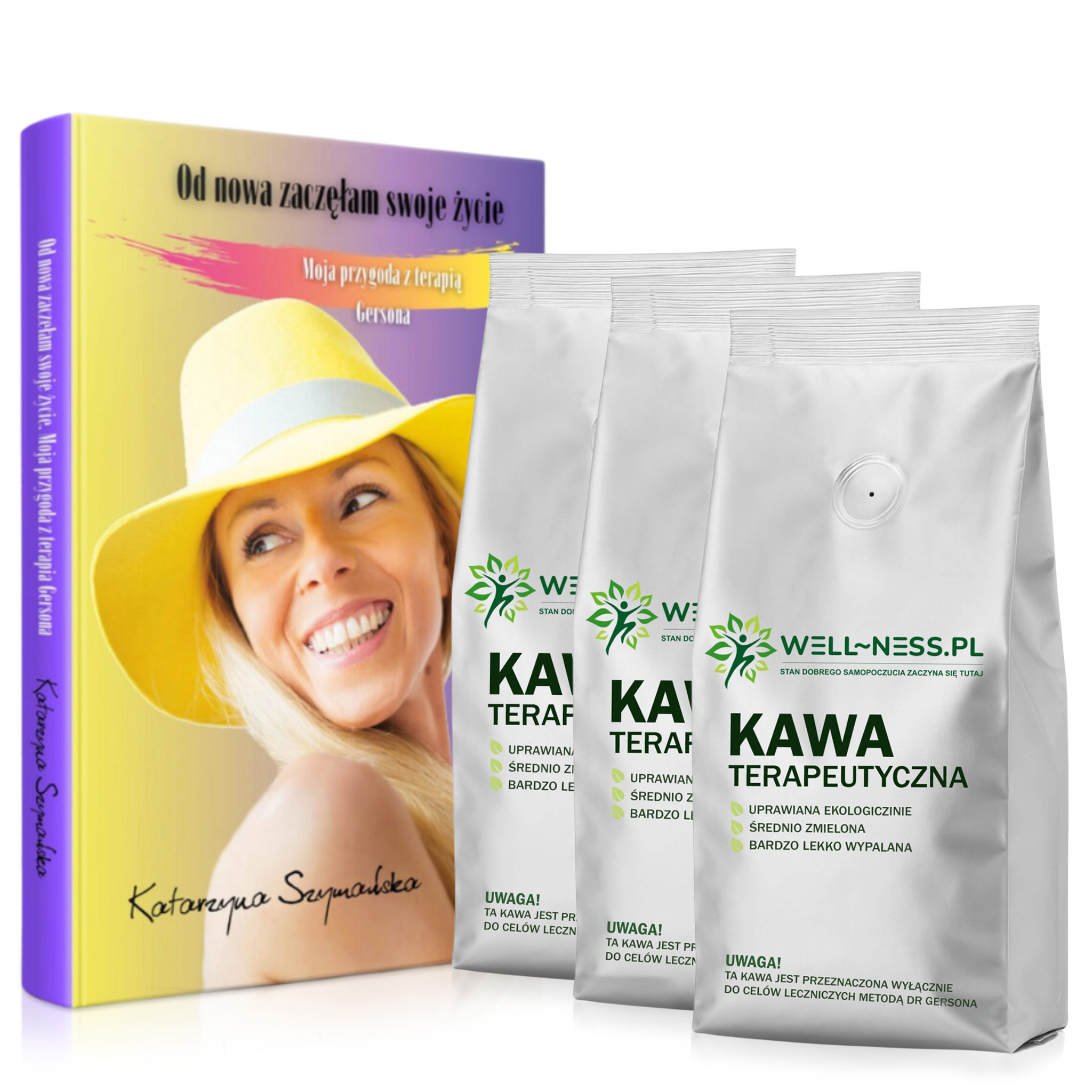 Zestaw 3 x kawa do Terapii Gersona 500 g + książka "Moja przygoda z terapią Gersona"