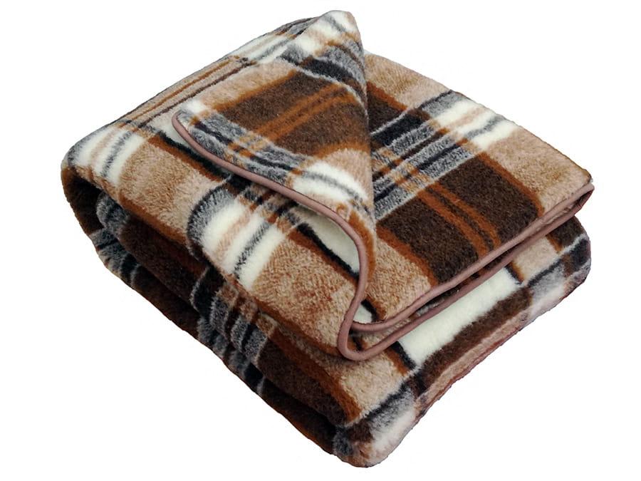 Kołdra wełniana merynos australijski wzór krata 200x200 (+-5cm)