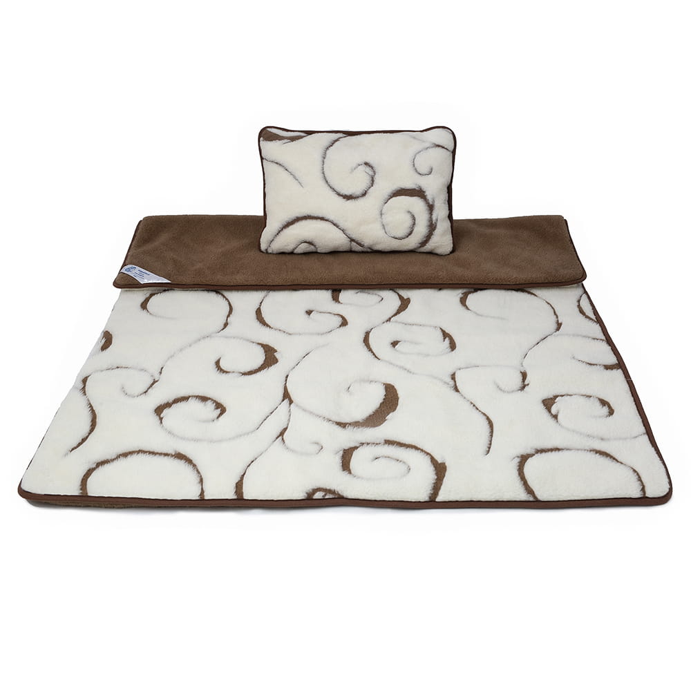 Pościel wełniana camel ciemny/kaszmir liguria (kołdra 140x200, poduszka 50x60)(+-5cm)