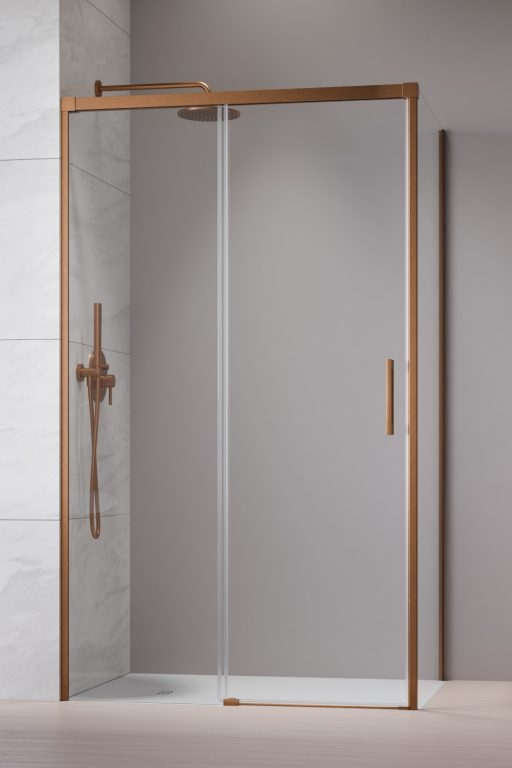 Darmowa Dostawa - Drzwi prysznicowe 100 cm rozsuwane miedź szczotkowany/szkło przezroczyste Radaway Idea Brushed Copper KDJ 3870409301L