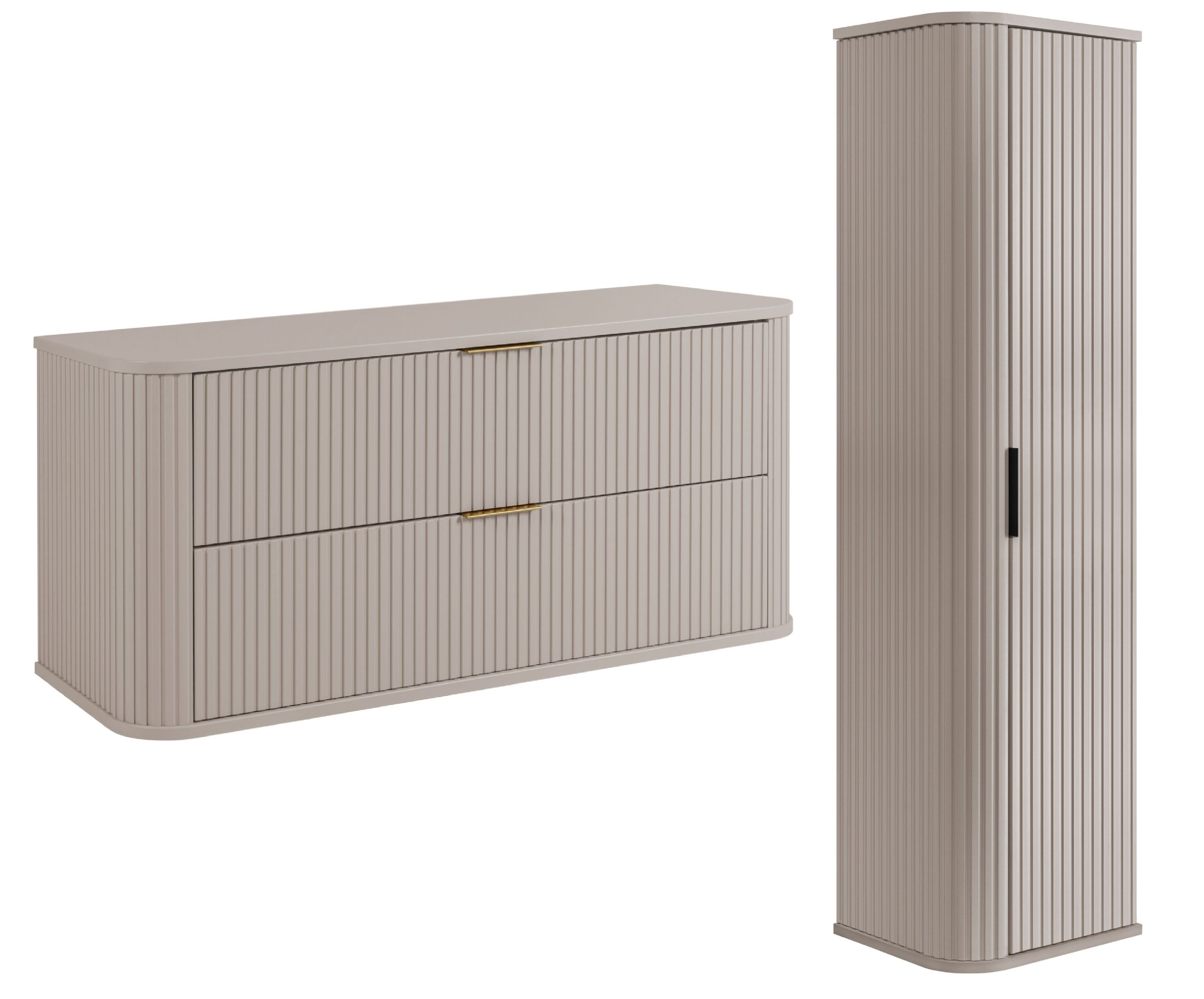 Darmowa Dostawa - Zestaw 2 szafek łazienkowych 120.4x41.5x139 cm podumywalkowa wisząca Rodan Elegance 5906154454209