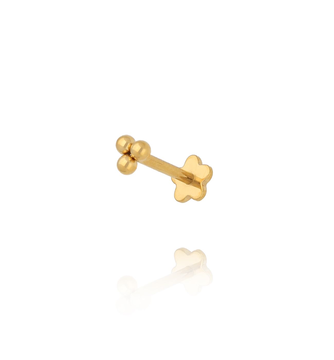Kolczyk labret złocony z trzema kuleczkami - By Dziubeka