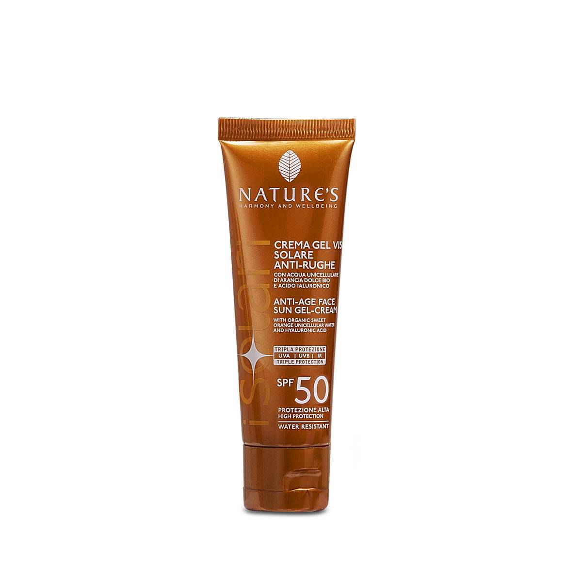 Isolari Krem przeciwsłoneczny zapobiegający starzeniu twarzy i ust spf 50 z kwasem hialuronowym, 50 ml