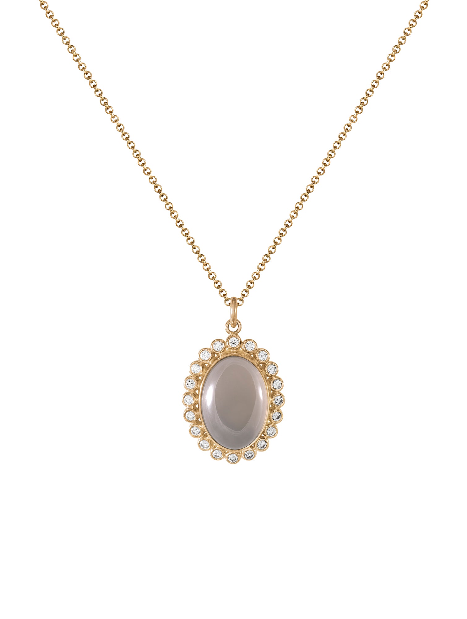 Levante Diamond Necklace - naszyjnik z chalcedonem z diamentową oprawą, 45