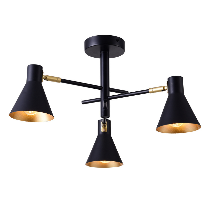 Czarna lampa sufitowa wisząca 3-punktowa do salonu LESS metal