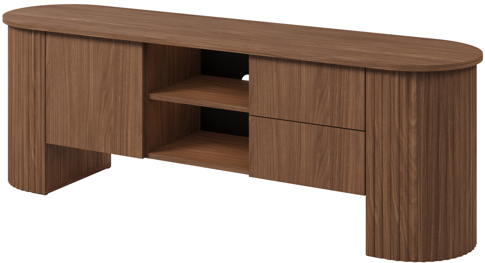 Szafka pod telewizor ryflowana do salonu 180 cm orzech lincoln CEDRO