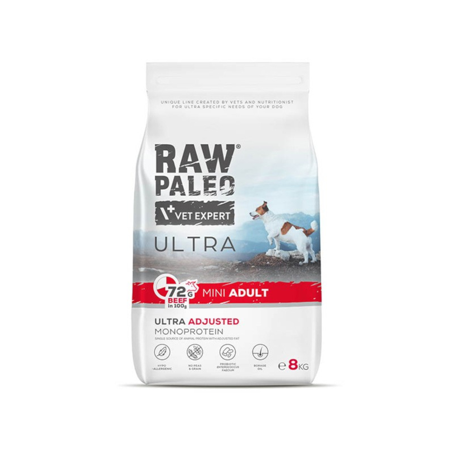 Beef Adult Mini | RAW PALEO Ultra | 8kg | Sucha karma z wołowiną dla małych psów dorosłych