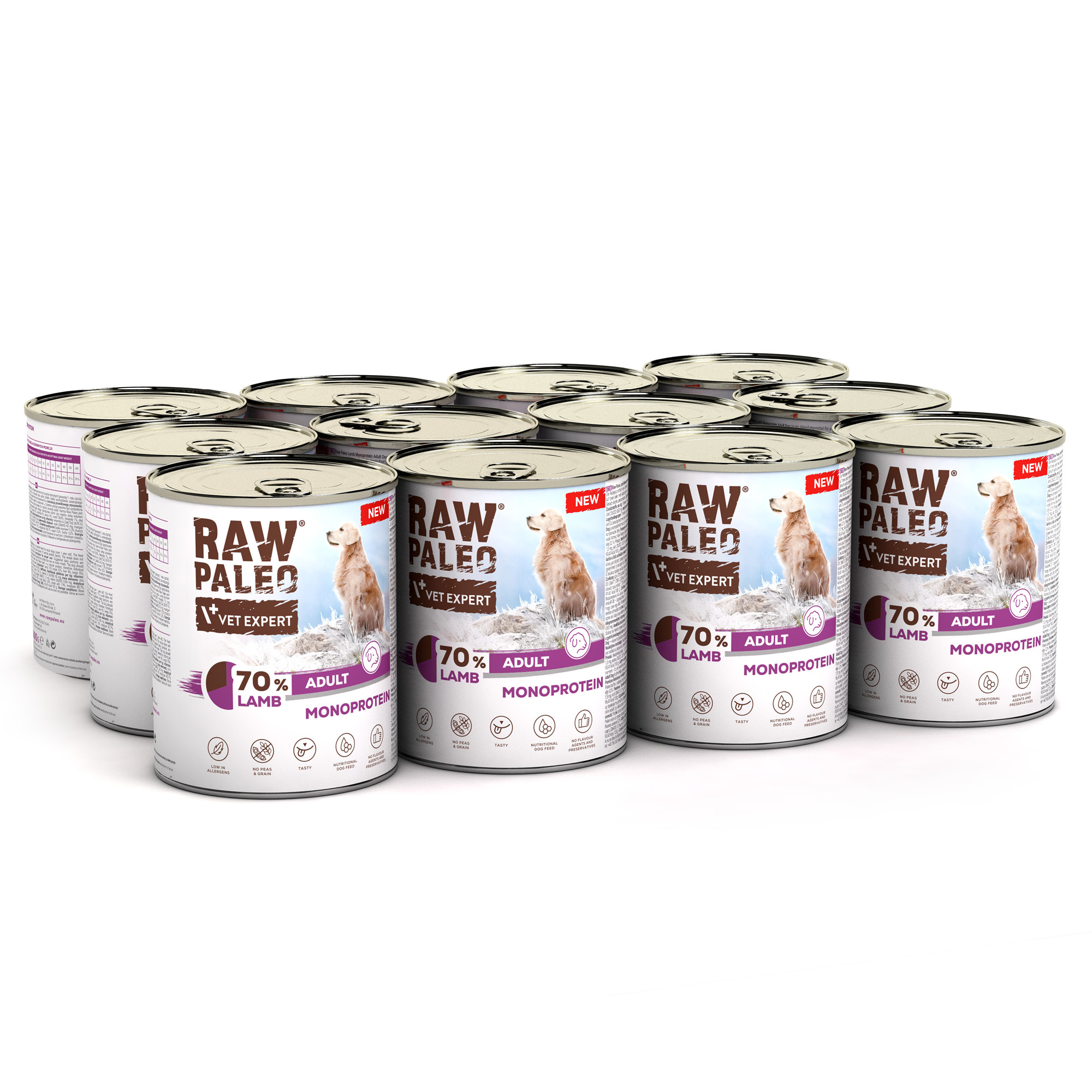 RAW PALEO ADULT DOG LAMB 12x800g - mokra karma dla psów dorosłych monoproteina z jagnięciną