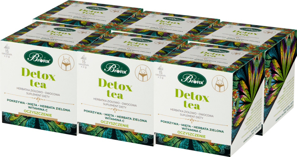 6x Herbata funkcjonalna w torebkach Bifix Detox Tea, oczyszczenie, 15 sztuk x 2g