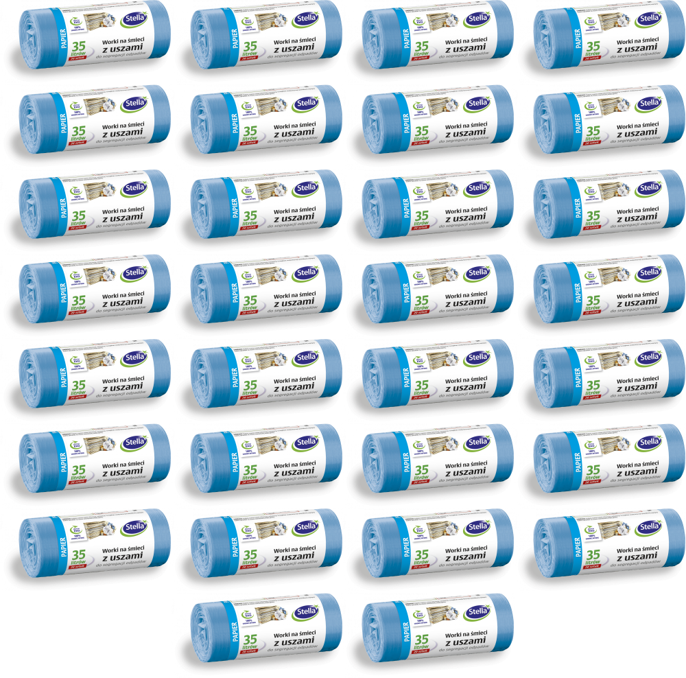 40x Worki na śmieci Stella, na papier, ekologiczne, 35l, 20 sztuk, niebieski