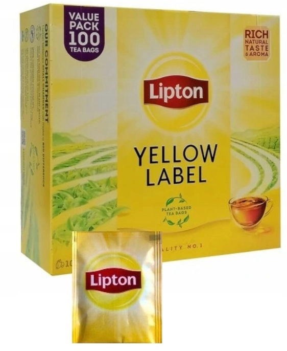 Outlet: USZKODZONE OPAKOWANIE Herbata czarna w kopertach Lipton Yellow Label, 100 sztuk x 1.8g