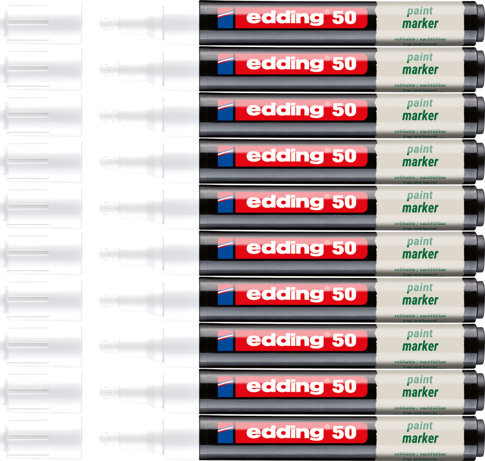 10x Marker olejowy edding 50, okrągła, 2-3mm, biały
