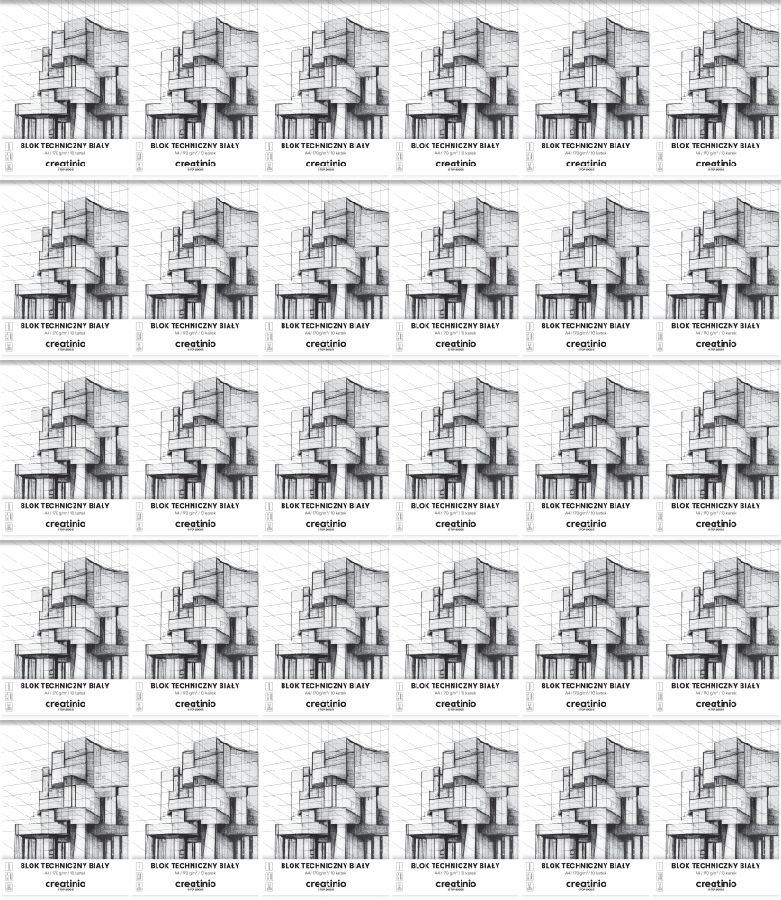 40x Blok techniczny TOP 2000 Creatino, A4, 10 kartek, biały