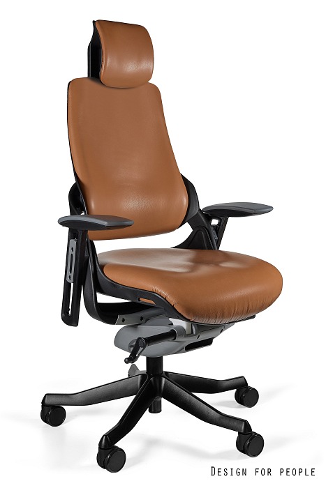 Fotel ergonomiczny WAU czarny, skóra naturalna 3 kolory, Unique