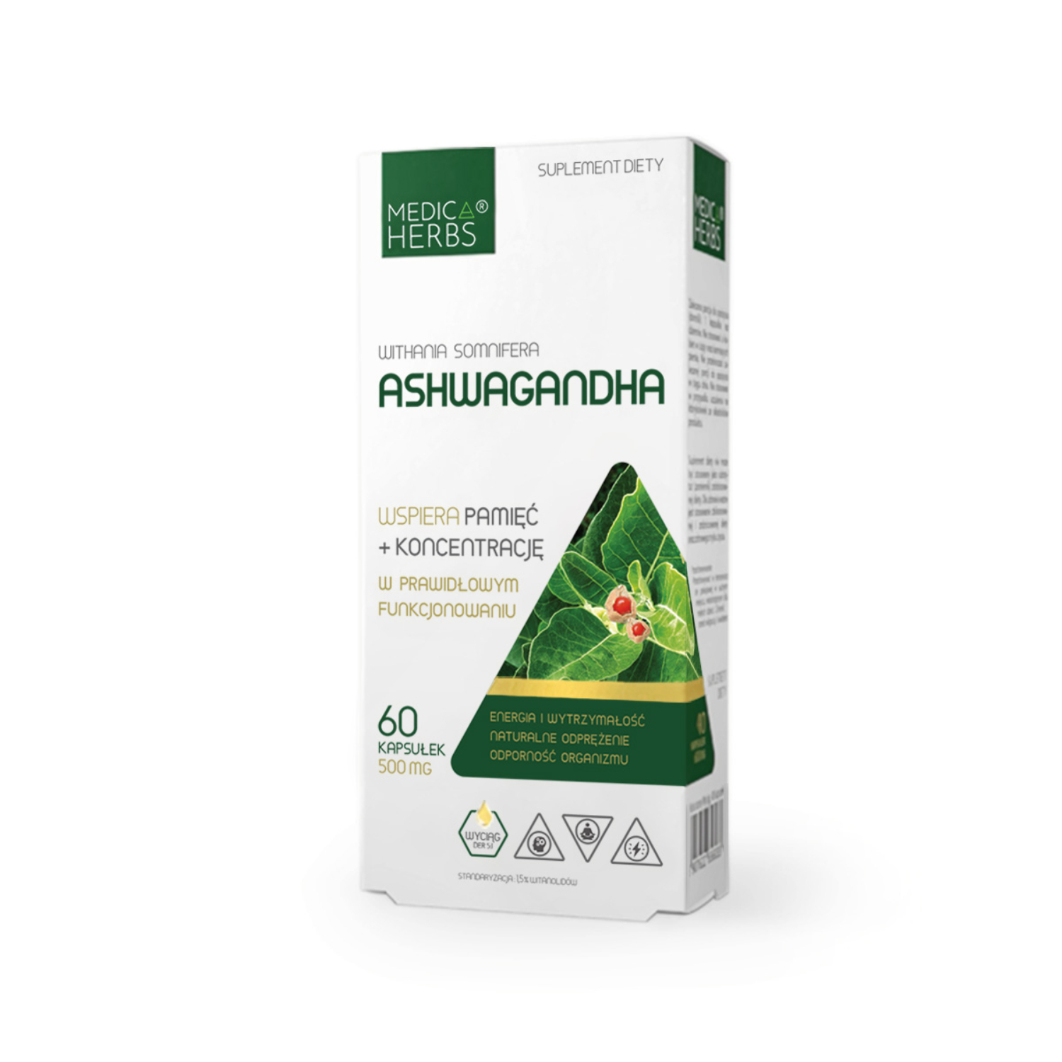 Medica herbs ashwagandha 500 mg, 60 kapsułek