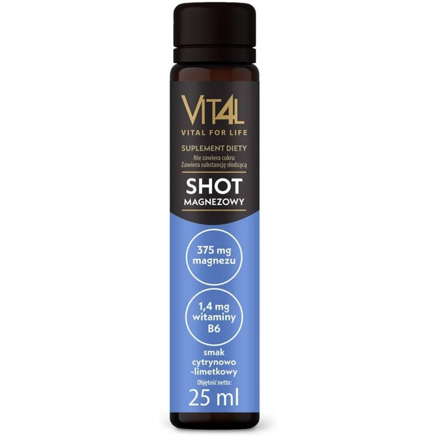 Vit4l vital for life, shot z magnezem i witaminą b6, 25 ml