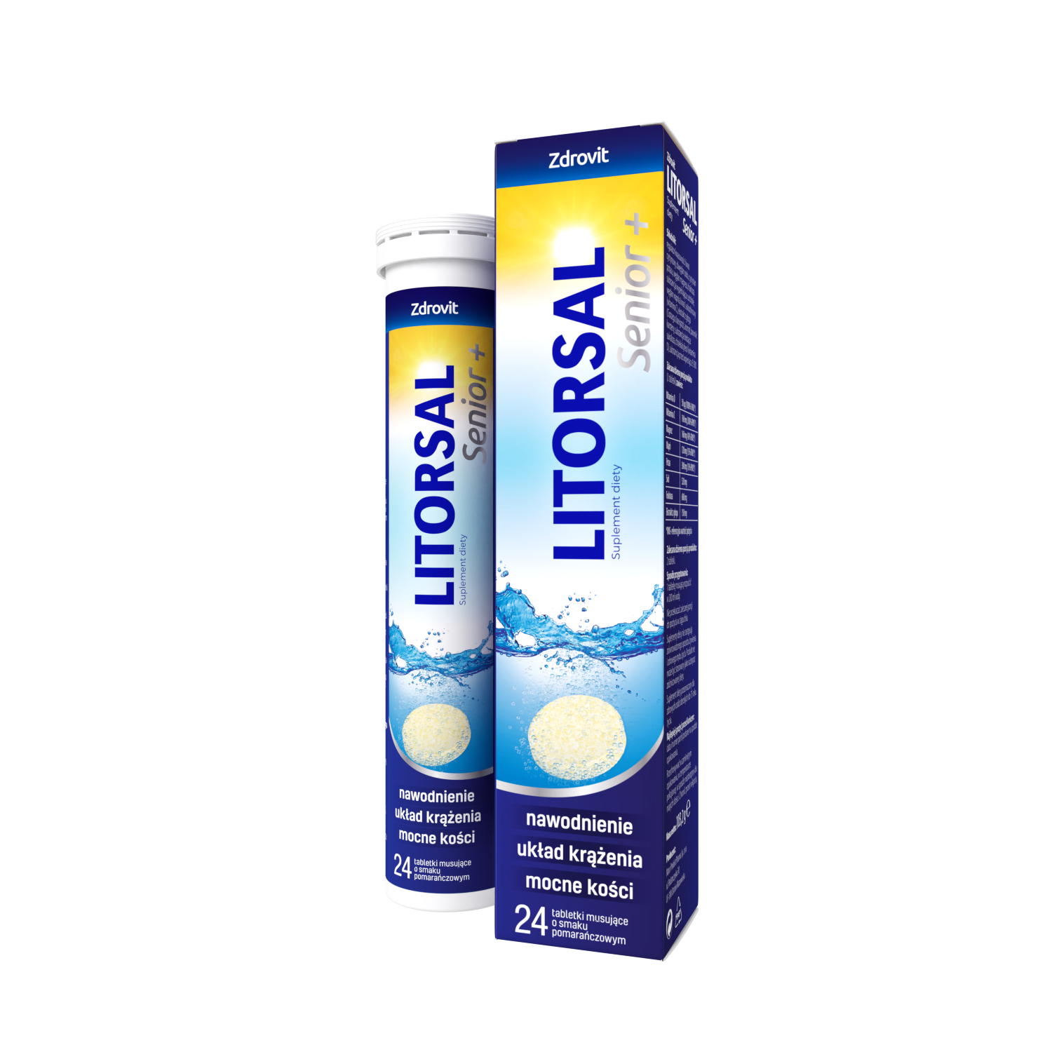 Litorsal senior+, smak pomarańczowy, 24 tabletki musujące