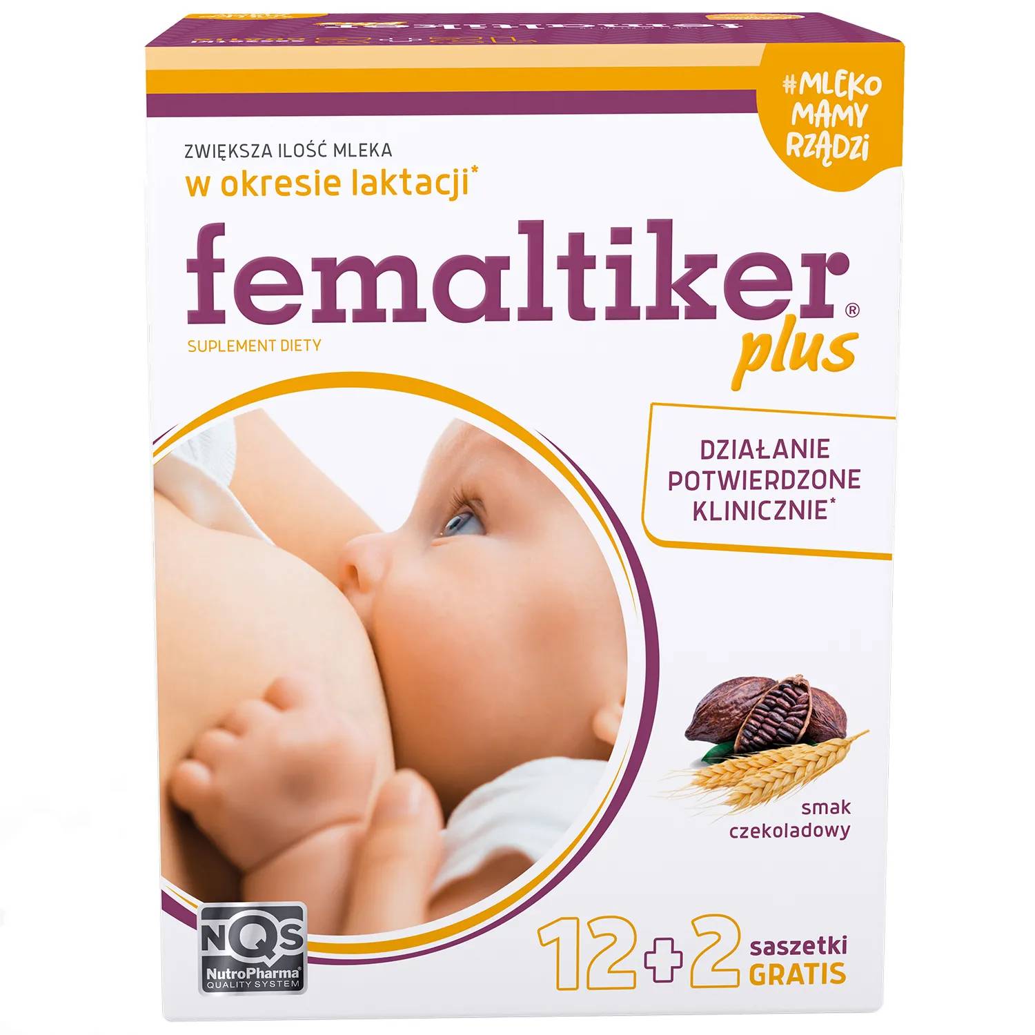 Femaltiker plus, smak czekoladowy, 14 saszetek