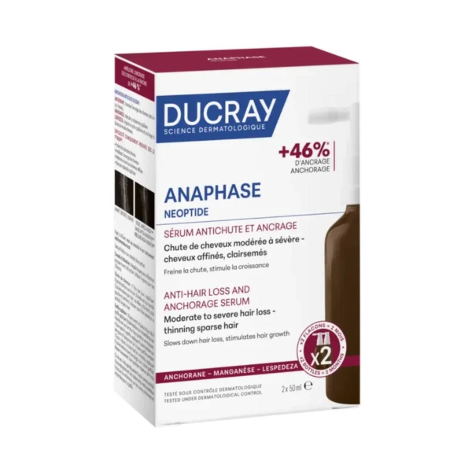 Ducray anaphase neoptide - serum przeciw wypadaniu włosów i wspierające ich zakotwiczenie, 2x50 ml