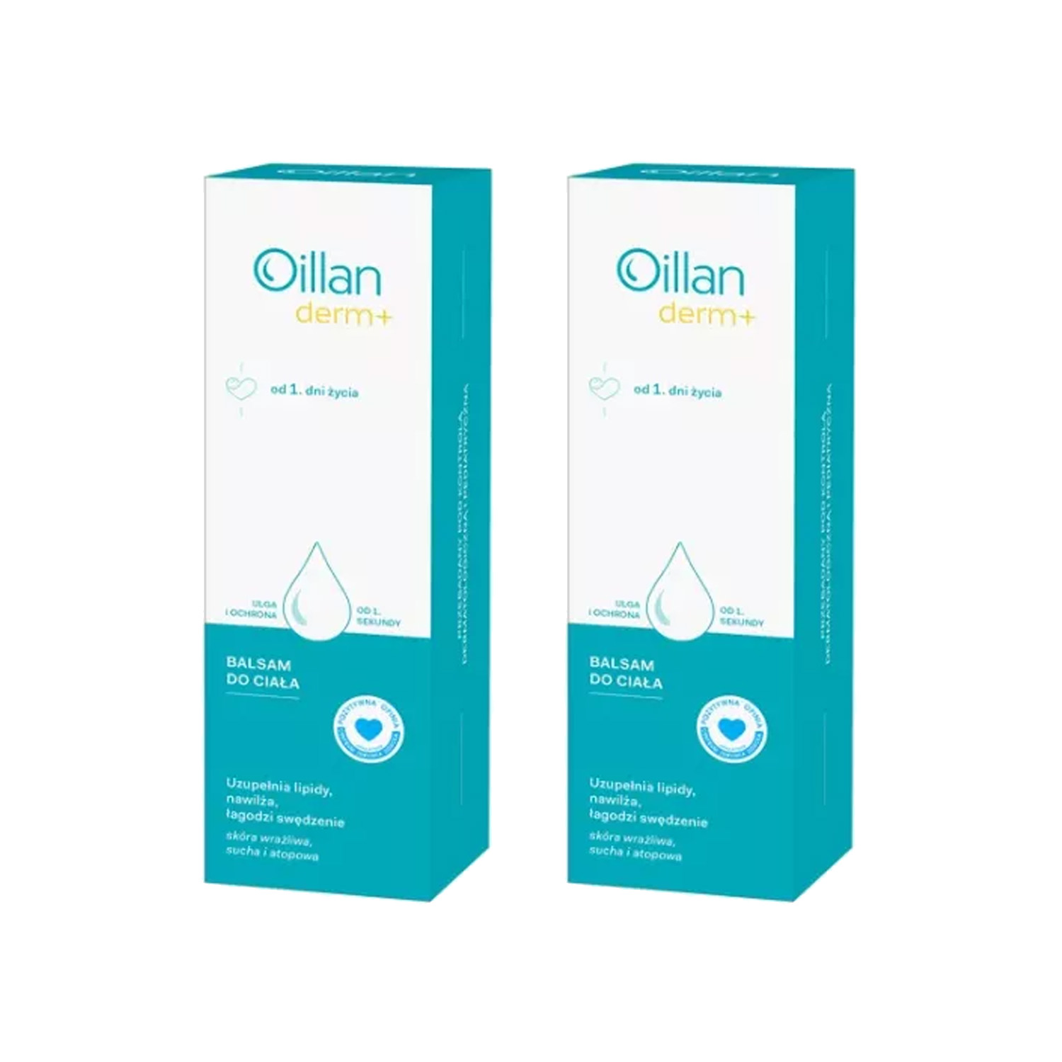 Zestaw: 2x oillan derm+ - balsam do ciała, od 1. dnia życia, 400 ml