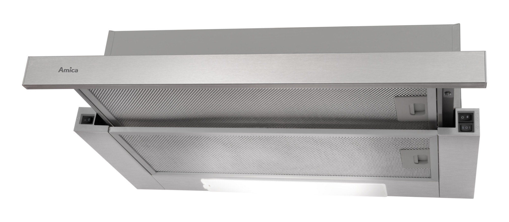 Okap teleskopowy Amica OTP6233I Inox 60 cm Rodzaj sterowania: Przełącznik kołyskowy Tryb pracy: Wyciąg/Pochłaniacz